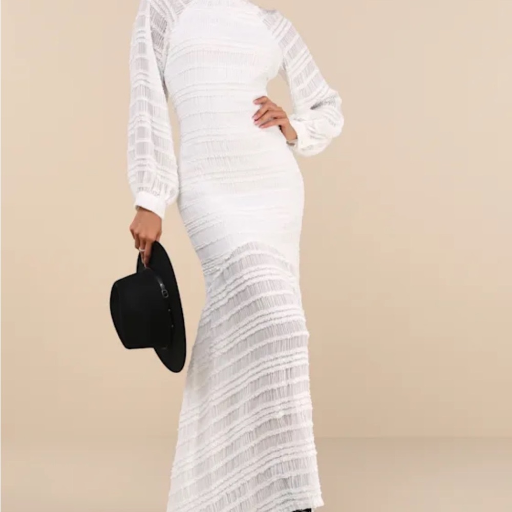 Lulu's White Dress with tie neck